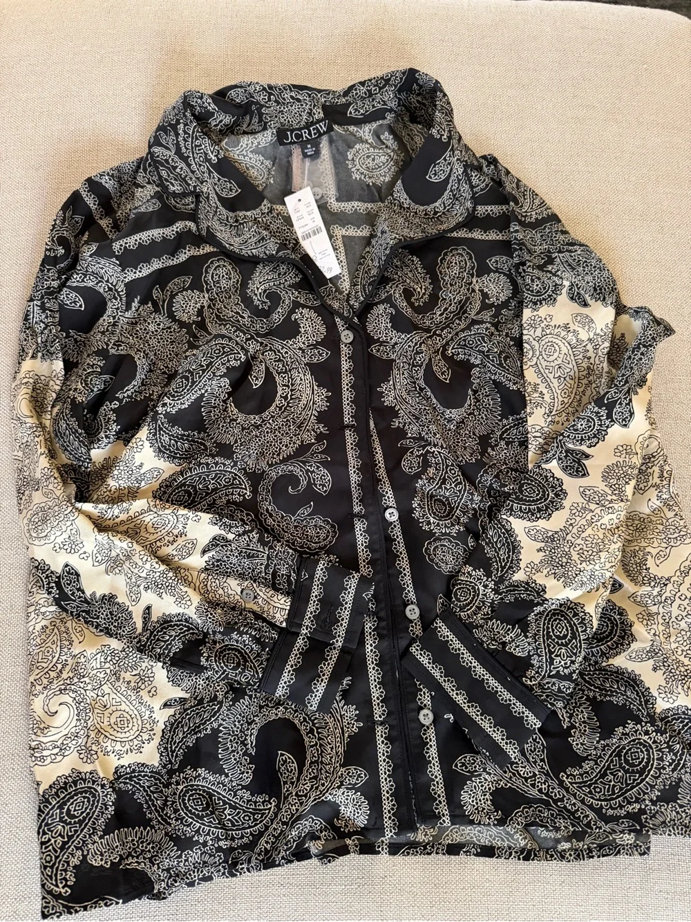 J CREW SIZE M Drapey‎ camp-collar shirt in paisley Scarf print CP645 $145
